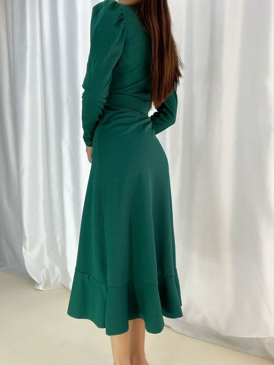 Mamo Yeşil Midi Krep Elbise - Mamo kadın butik elbise