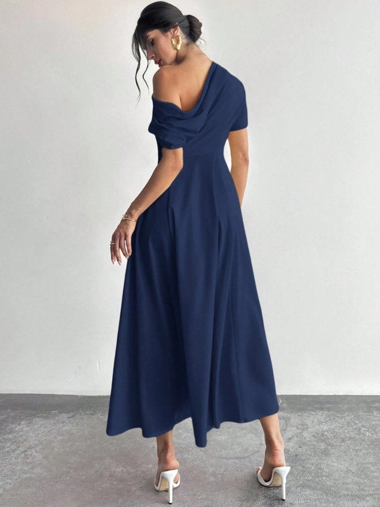 Mamo Lacivert Mini Krep Elbise - Mamo kadın butik elbise