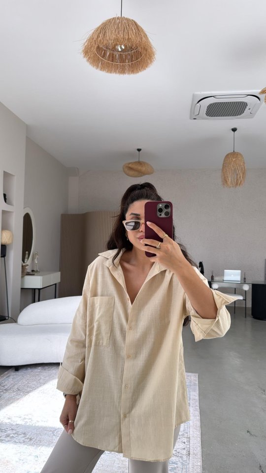 Mamo Vizon Cepli Gömlek - Mamo kadın butik üst giyim