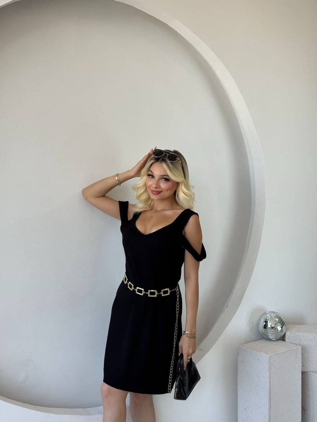 Mamo Siyah Askılı Elbise - Mamo kadın butik elbise