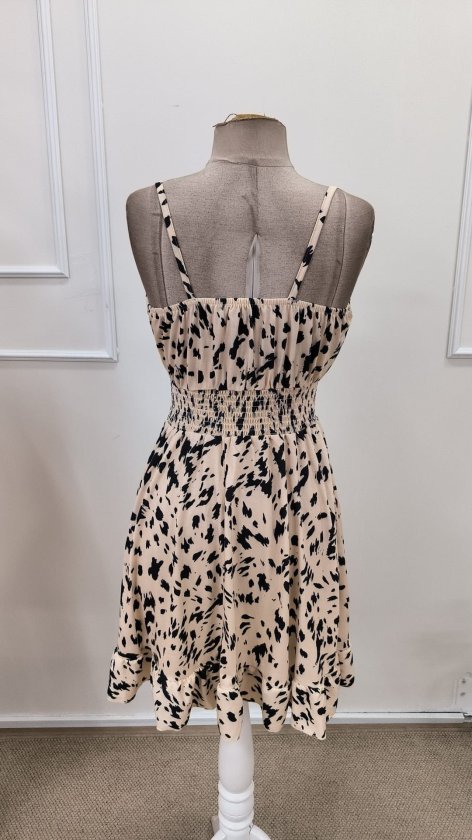 Mamo Leopar Mini Askılı Elbise - Mamo kadın butik elbise