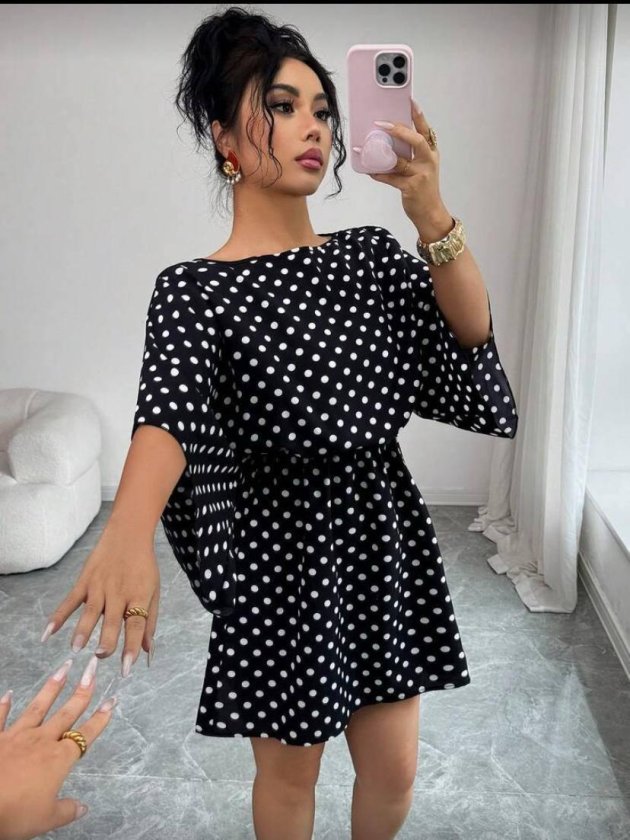 Mamo Siyah Mini Krep Elbise - Mamo kadın butik elbise