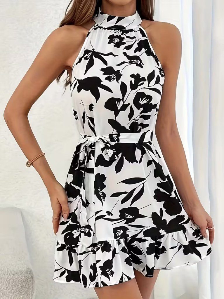 Mamo Lila Mini Kuşaklı Elbise - Mamo kadın butik elbise