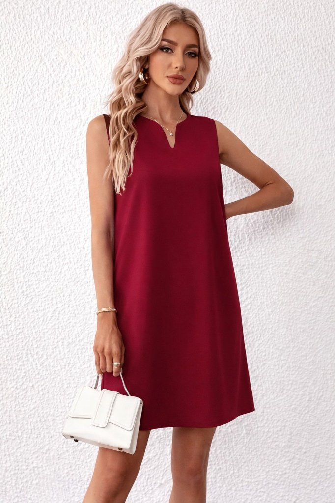 Mamo Bordo Mini Askılı V Yaka Elbise - Mamo kadın butik elbise