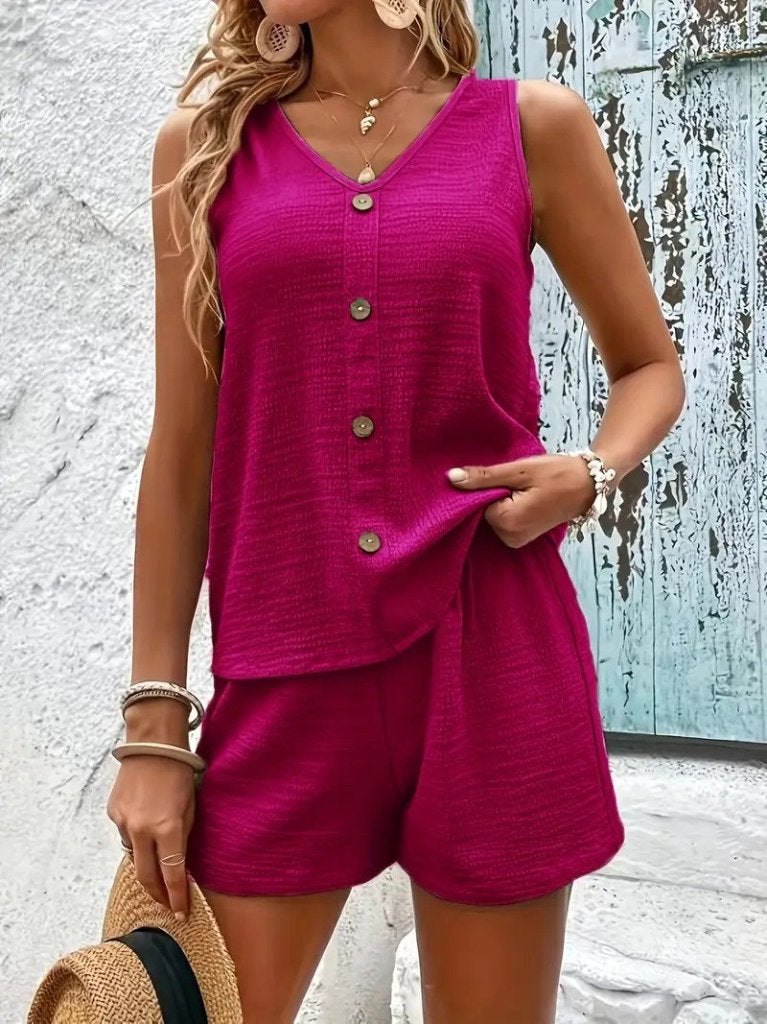 Mamo Pembe Askılı V Yaka Takım - Mamo kadın butik takım