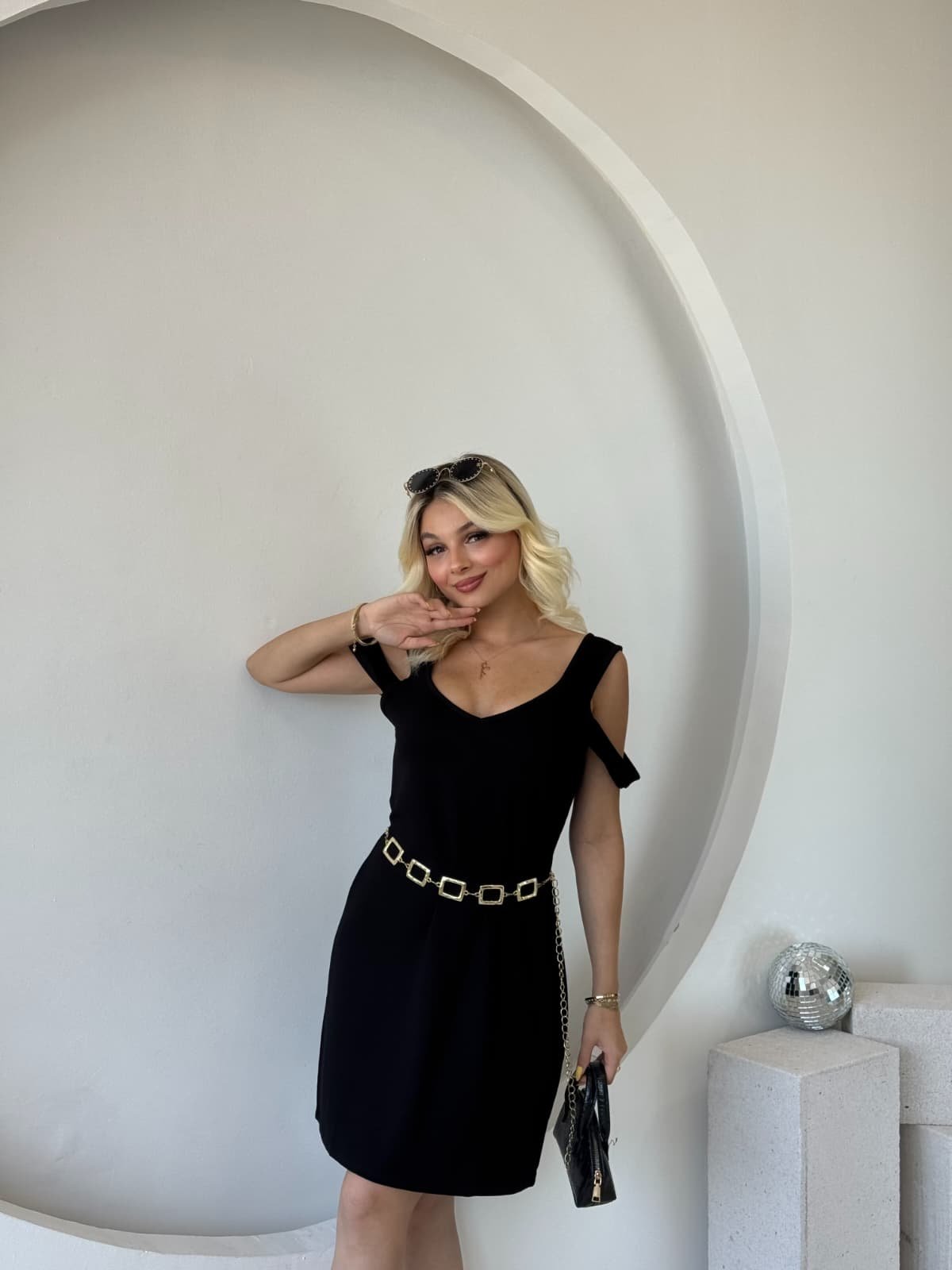 Mamo Siyah Askılı Elbise - Mamo kadın butik elbise