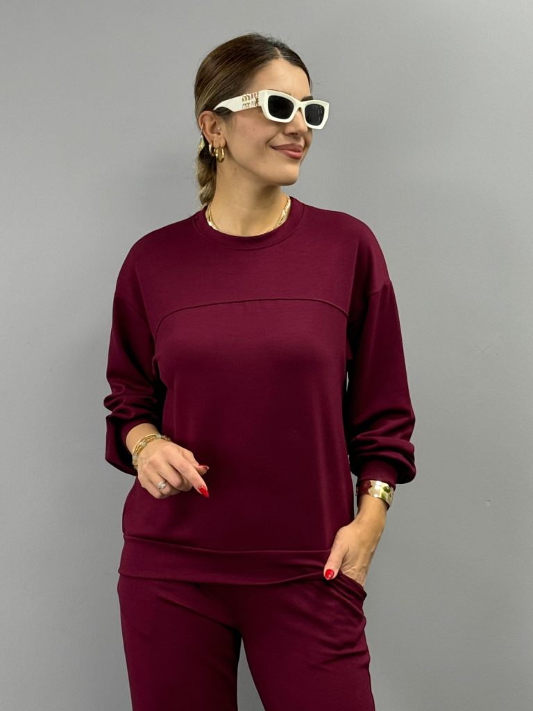 Mamo Bordo Viskon Takım - Mamo kadın butik takım