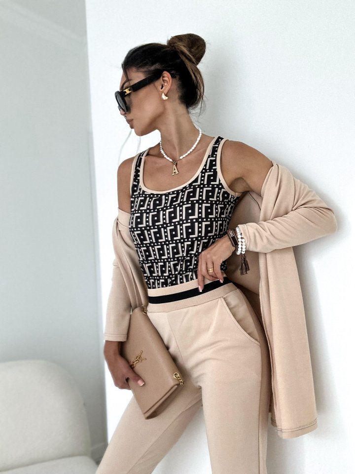 Mamo Bej Krep Takım - Mamo kadın butik takım