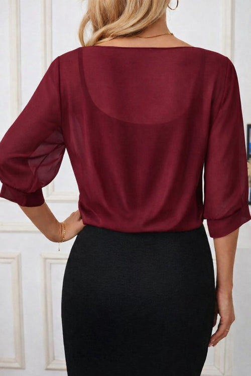 Mamo Bordo Bağlamalı Şifon Ceket - Mamo kadın butik üst giyim