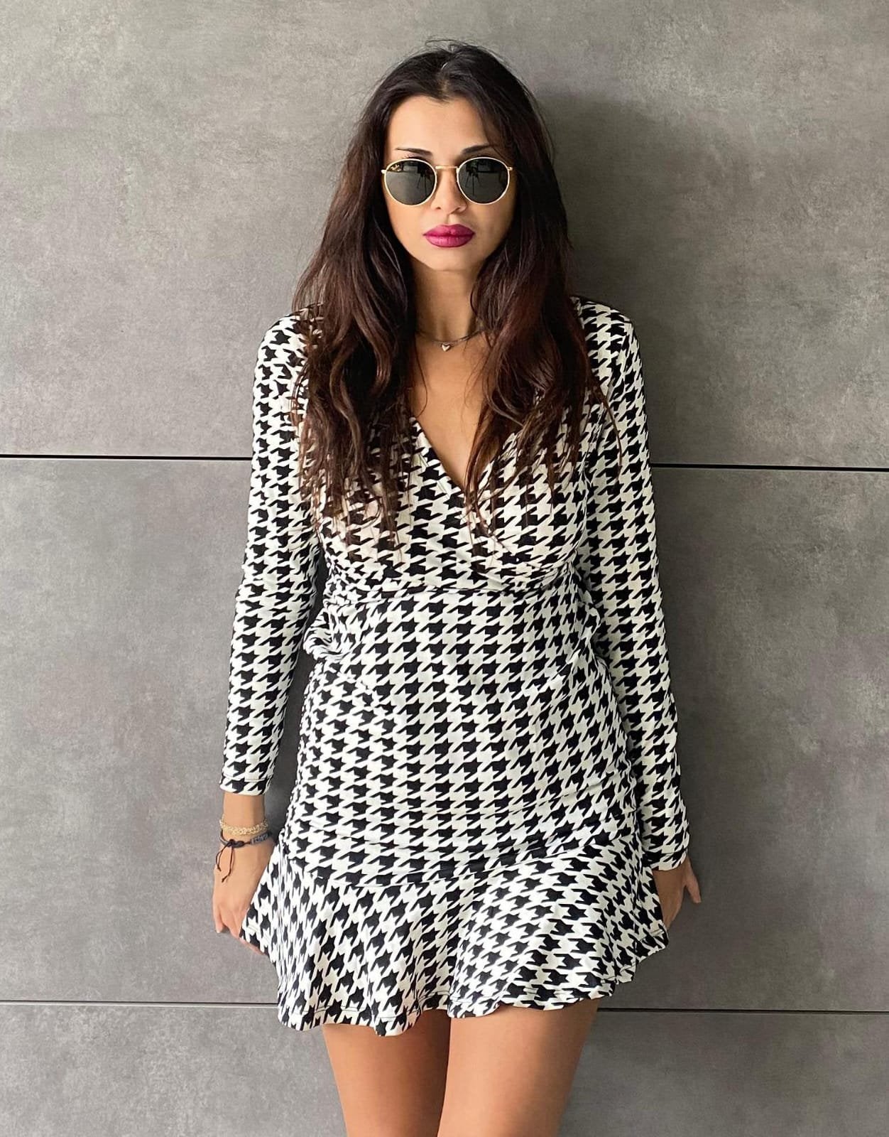Mamo Desenli Mini Elbise - Mamo kadın butik elbise