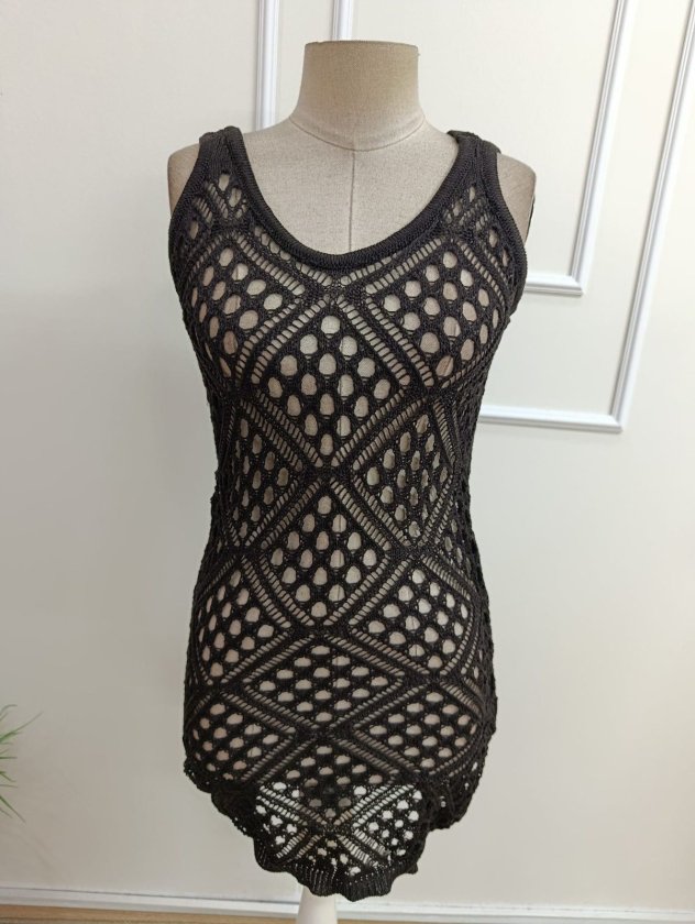 Mamo Siyah Mini Askılı Triko Elbise - Mamo kadın butik elbise