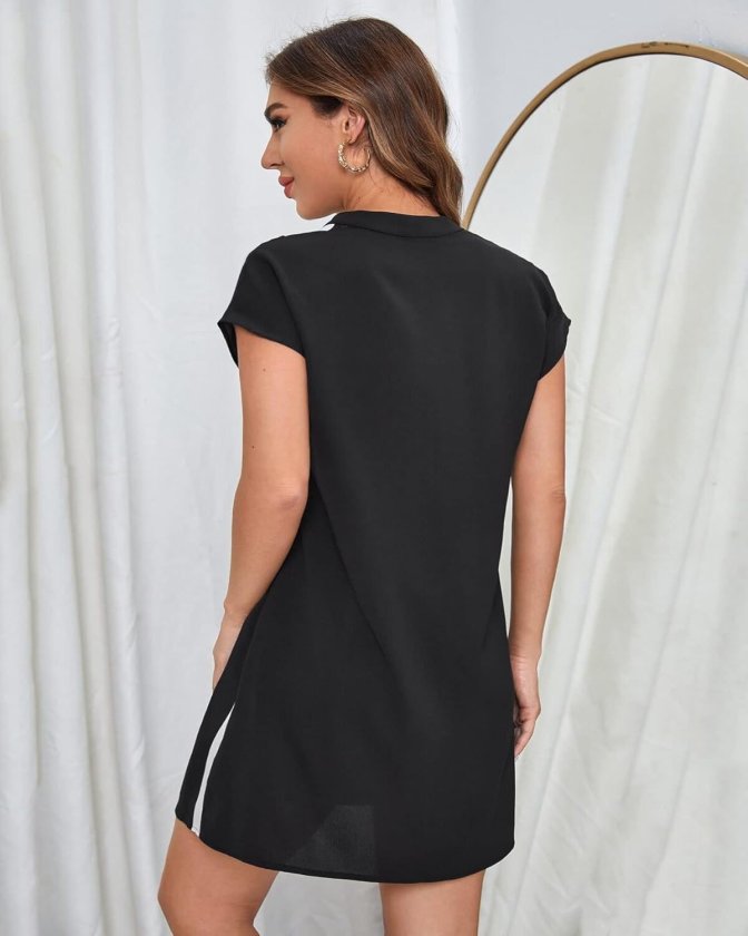 Mamo Zebra V Yaka Desenli Viskon Elbise - Mamo kadın butik elbise