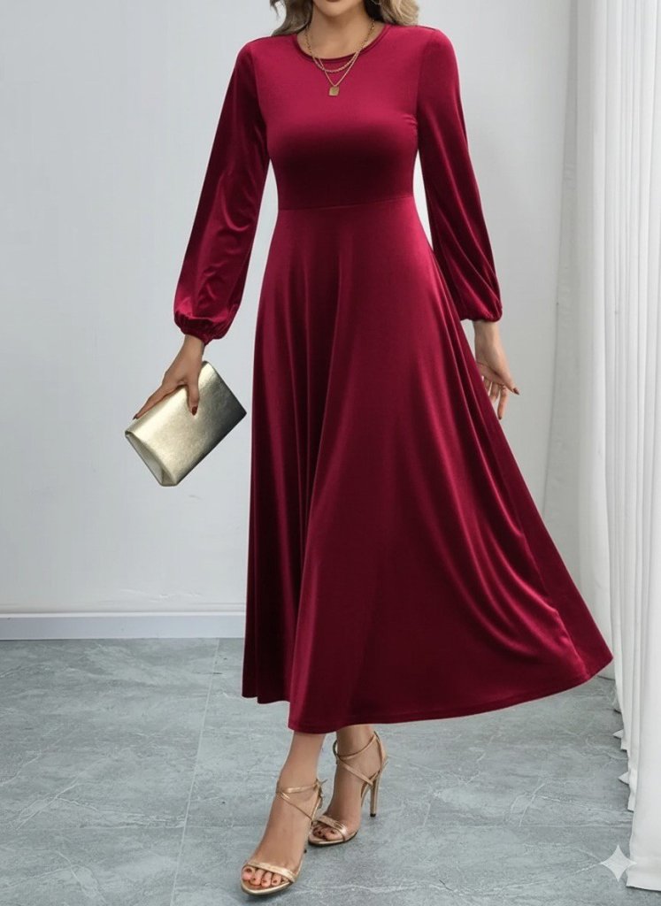 Mamo Bordo Midi Elbise - Mamo kadın butik elbise
