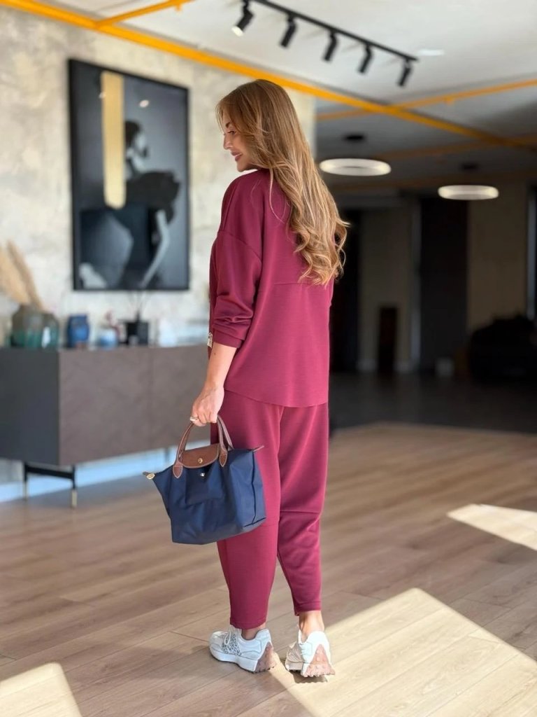 Mamo Bordo Viskon Takım - Mamo kadın butik takım