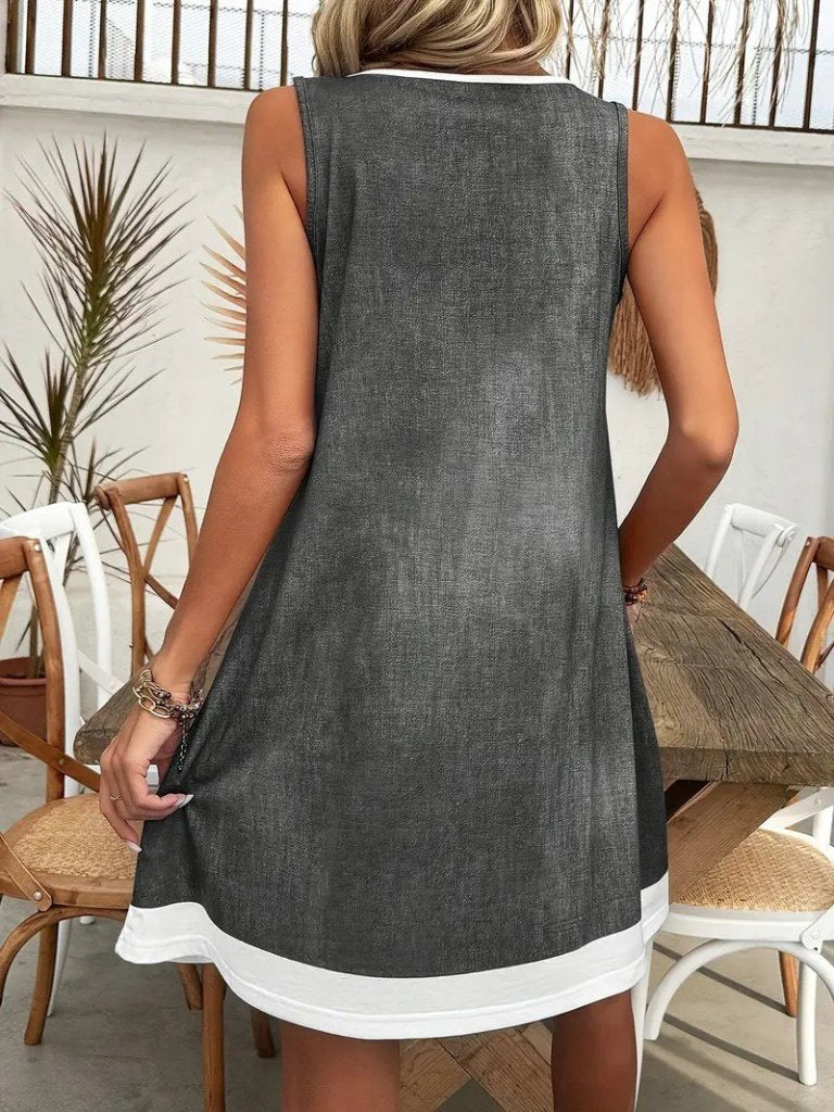 Mamo Gri Mini Askılı Elbise - Mamo kadın butik elbise