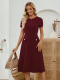 Mamo Bordo Mini Cepli Krep Elbise - Mamo kadın butik elbise