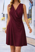 Mamo Bordo Mini Askılı Kruvaze Elbise - Mamo kadın butik elbise