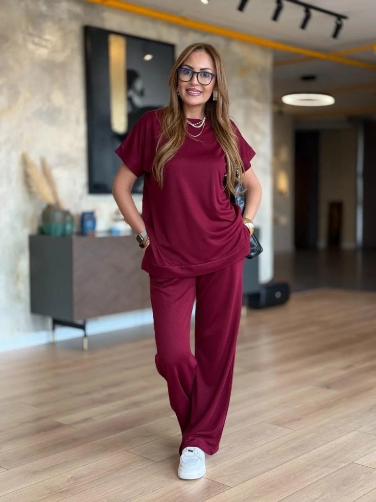 Mamo Bordo Viskon Takım - Mamo kadın butik takım