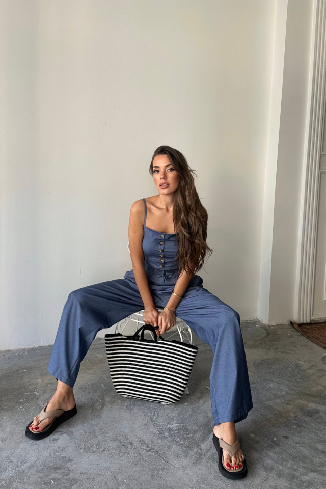 Mamo İndigo Askılı Crop Takım - Mamo kadın butik takım