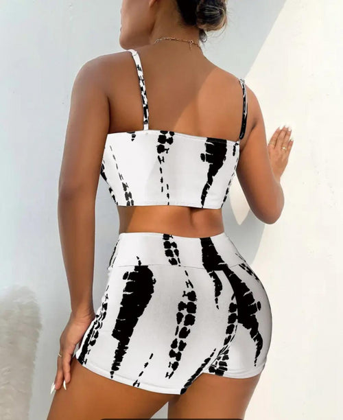 Mamo Beyaz Askılı Crop Takım - Mamo kadın butik takım