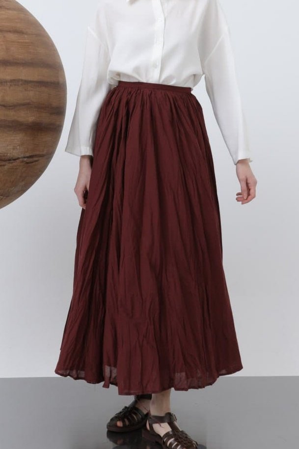 Mamo Bordo Sim Detaylı Etek - Mamo kadın butik alt giyim