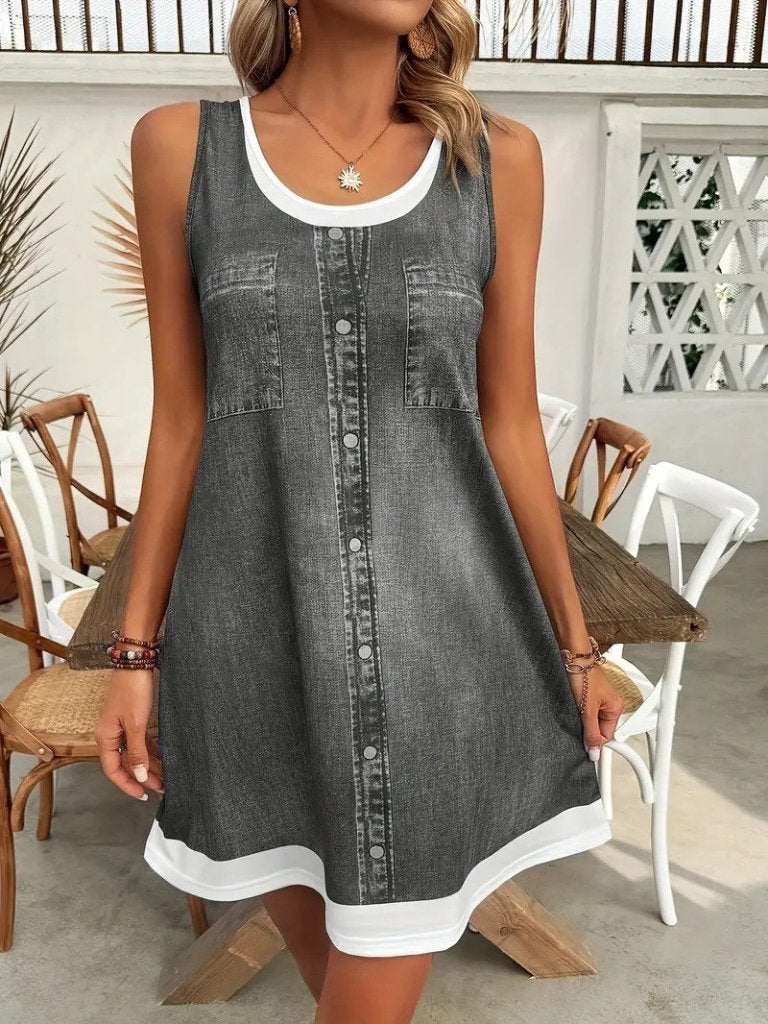 Mamo Gri Mini Askılı Elbise - Mamo kadın butik elbise