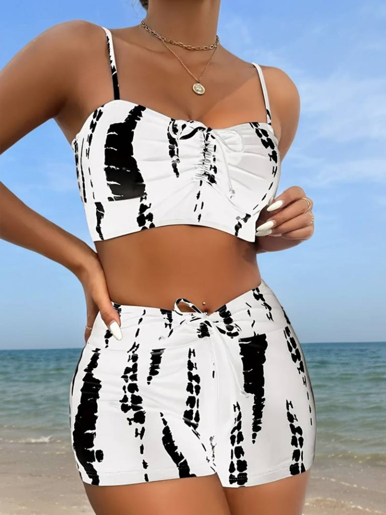 Mamo Beyaz Askılı Crop Takım - Mamo kadın butik takım