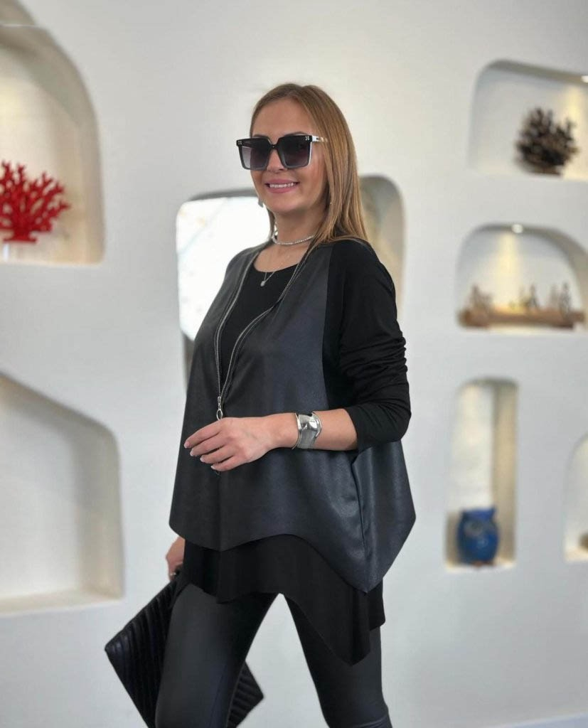 Mamo Siyah Yelekli Takım - Mamo kadın butik takım