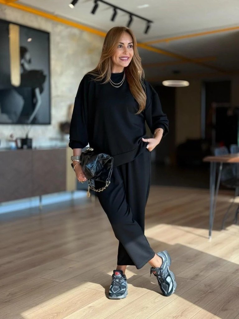 Mamo Siyah Viskon Takım - Mamo kadın butik takım
