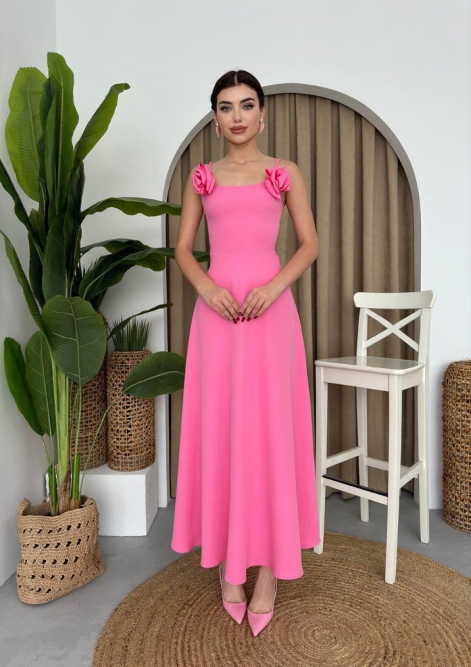 Mamo Pembe Askılı Elbise - Mamo kadın butik elbise
