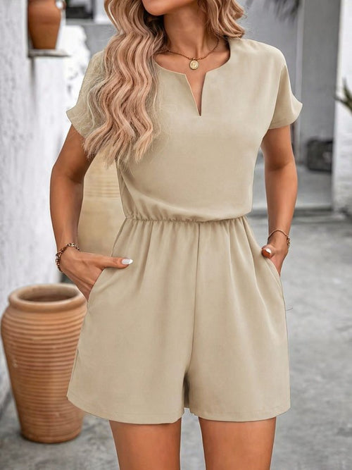 Mamo Bej V Yaka Tül Detaylı Krep Takım - Mamo kadın butik takım