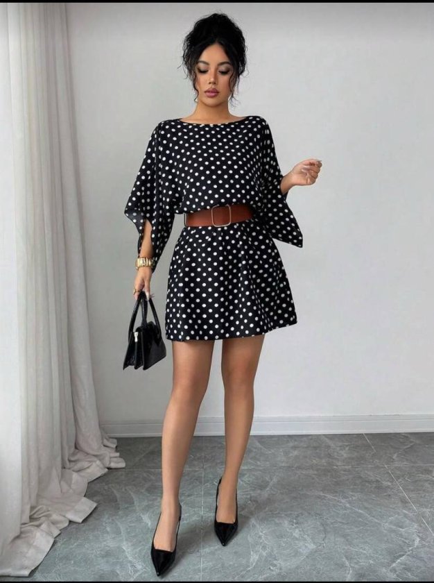 Mamo Siyah Mini Krep Elbise - Mamo kadın butik elbise