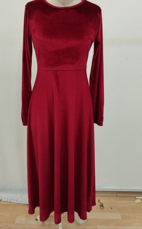 Mamo Bordo Midi Elbise - Mamo kadın butik elbise