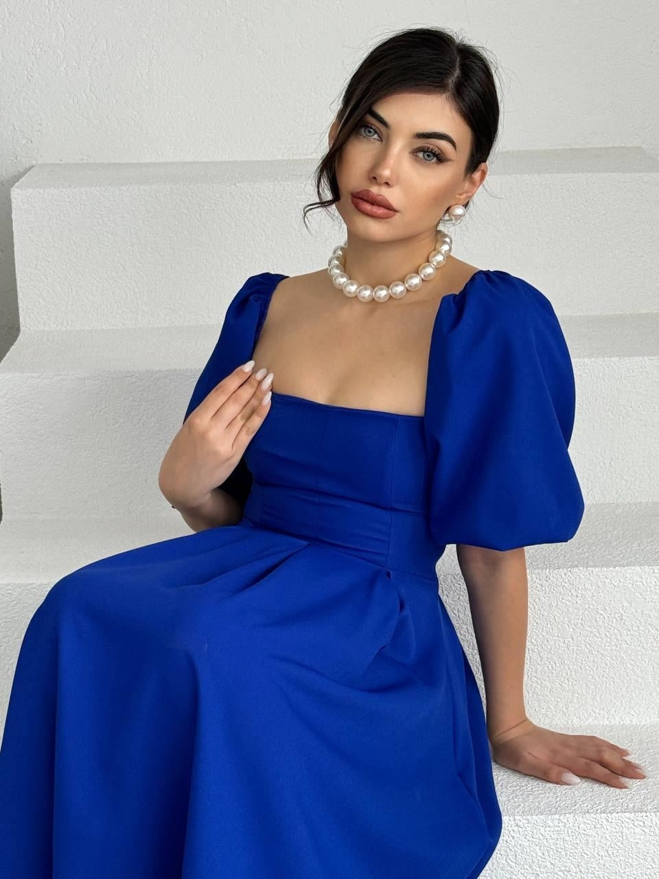 Mamo Saks Midi Elbise - Mamo kadın butik elbise