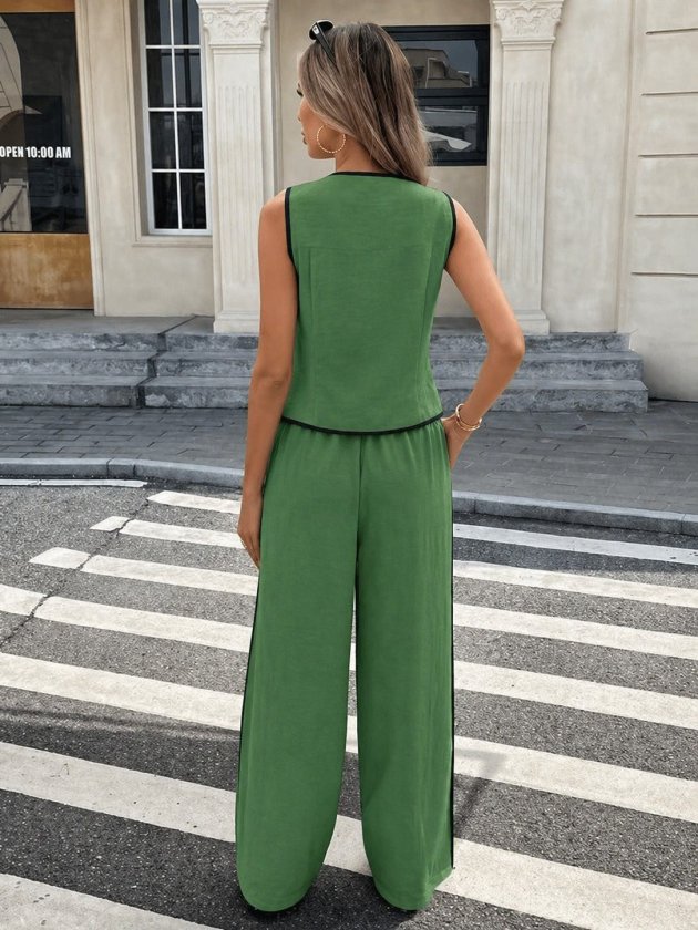 Mamo Yeşil Yelekli Takım - Mamo kadın butik takım