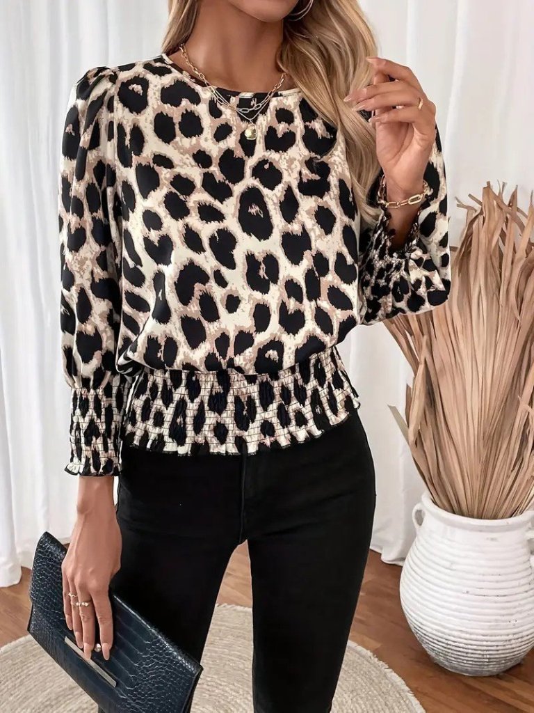 Mamo Leopar Desenli Bluz - Mamo kadın butik bluz