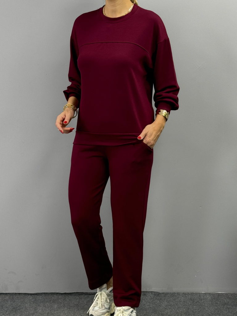 Mamo Bordo Viskon Takım - Mamo kadın butik takım