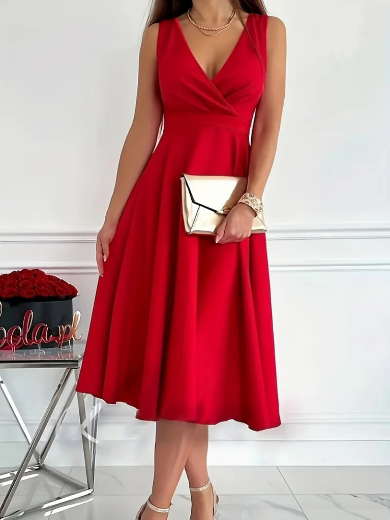 Mamo Kırmızı Mini Kruvaze Krep Elbise - Mamo kadın butik elbise
