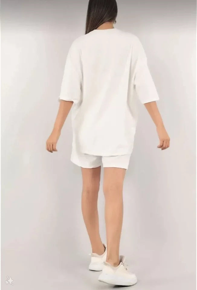 Mamo Beyaz İkili Takım - Mamo kadın butik takım