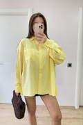 Mamo Sarı Yırtmaç Detaylı Gömlek - Mamo kadın butik üst giyim