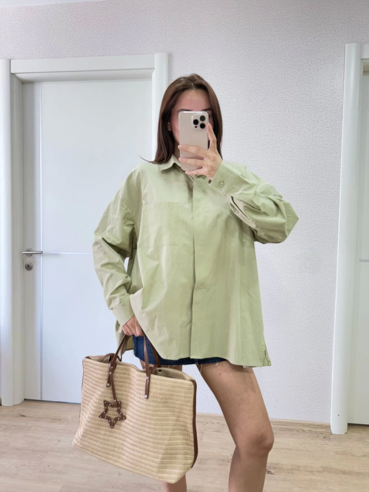 Mamo Yeşil Yırtmaç Detaylı Gömlek - Mamo kadın butik üst giyim