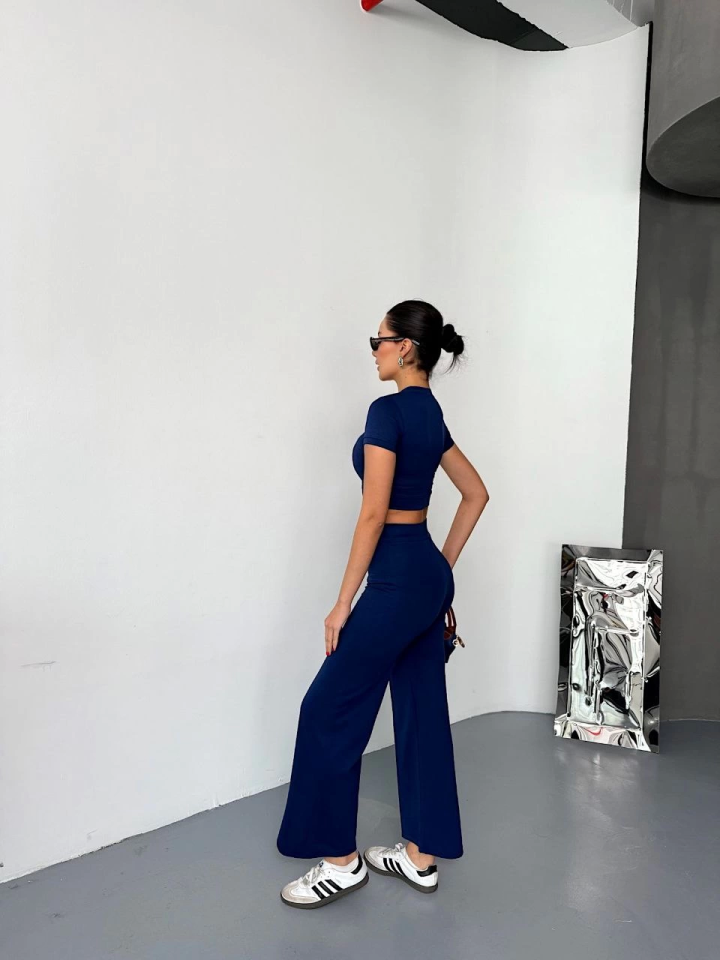 Mamo Lacivert Crop Takım - Mamo kadın butik takım