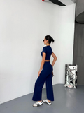 Mamo Lacivert Crop Takım - Mamo kadın butik takım