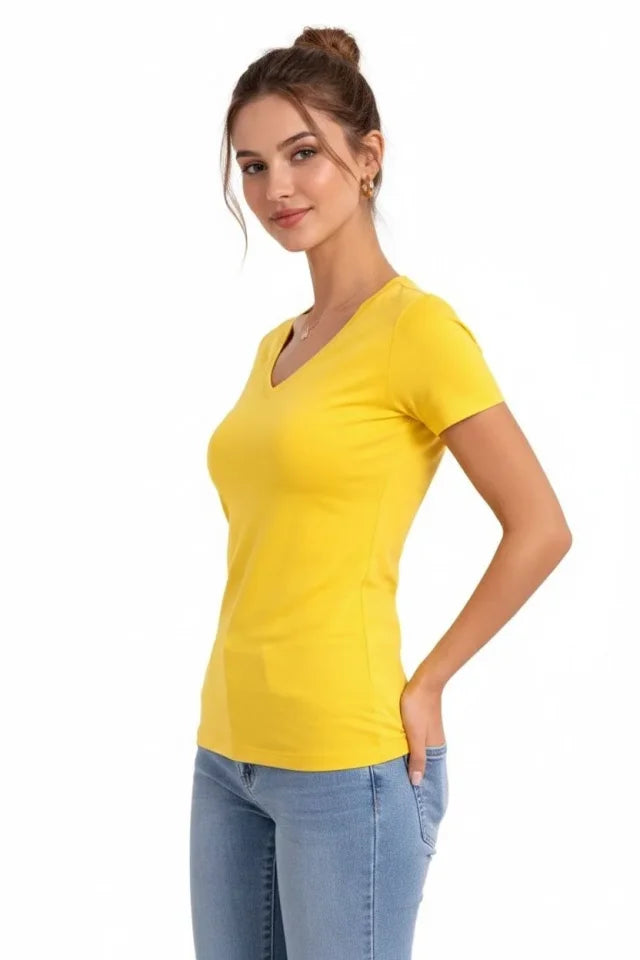 Mamo Sarı V Yaka Şort - Mamo kadın butik alt giyim