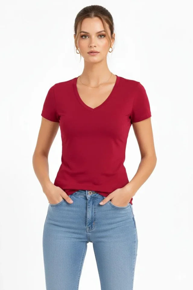 Mamo Bordo V Yaka Şort - Mamo kadın butik alt giyim