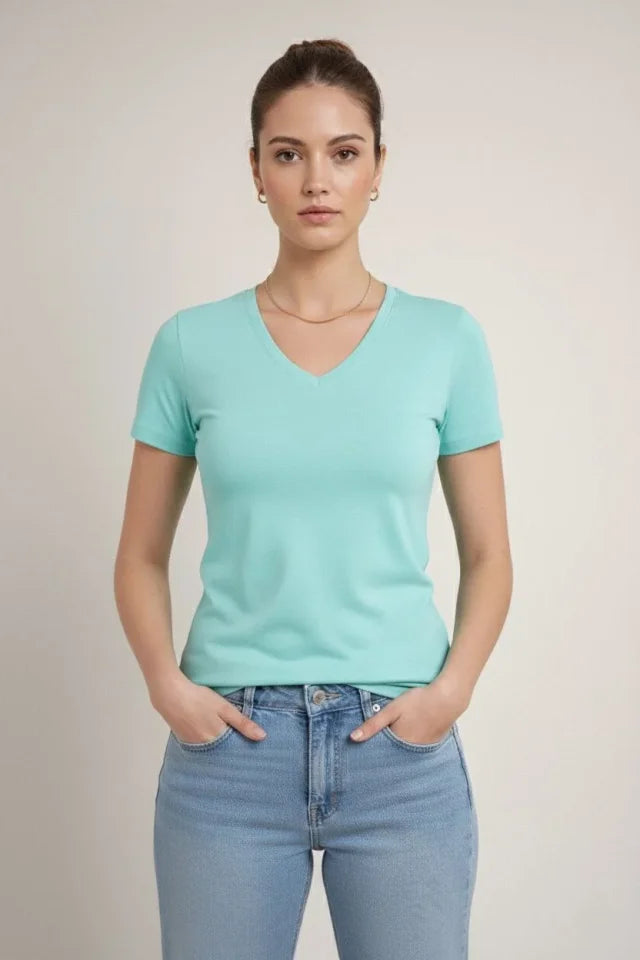 Mamo Turkuaz V Yaka Şort - Mamo kadın butik alt giyim