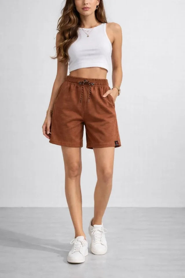 Mamo Kahverengi Cepli Şort - Mamo kadın butik alt giyim