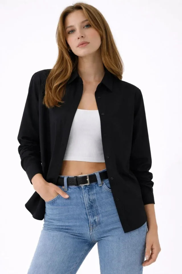 Mamo Siyah Gömlek - Mamo kadın butik üst giyim