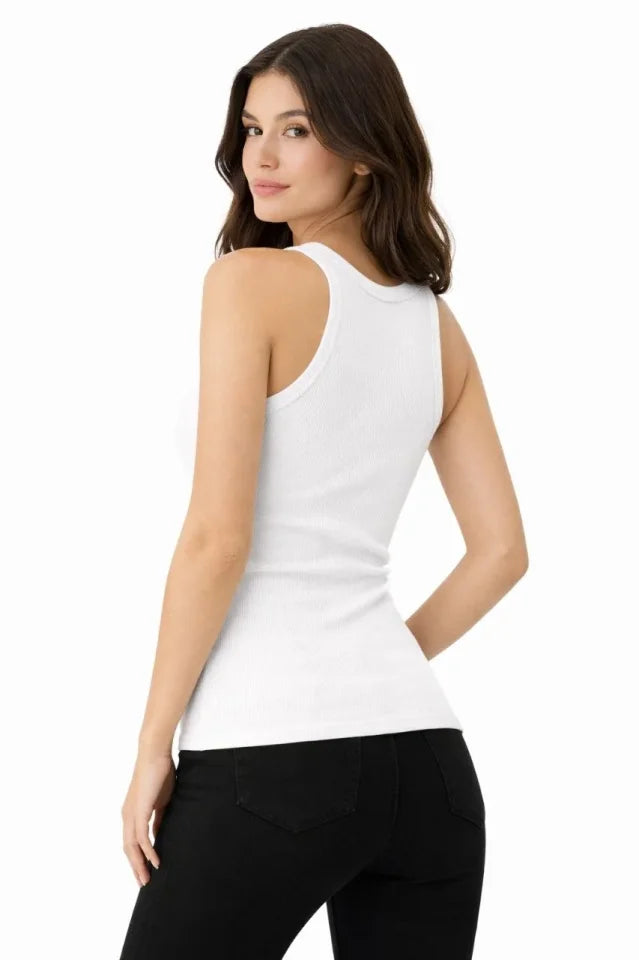 Mamo Beyaz Kaşkorse Fitilli Atlet - Mamo kadın butik üst giyim