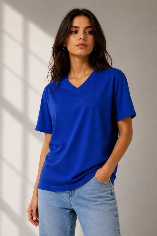 Mamo Saks Mavi V Yaka Şort - Mamo kadın butik alt giyim